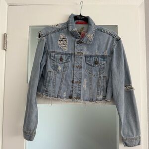 Signature Light Blue Distressed Jean Jacket